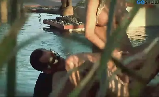 Wet Blonde Rides Outdoor Waters for Delightful Couple Pleasure